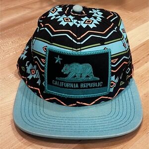 California Republic Hat Cap Cali Classic Bear Flat Bill Baseball Cap
